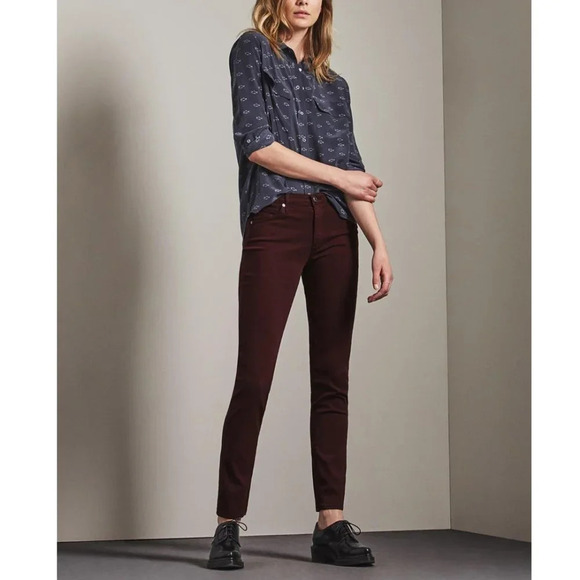 AG Adrianno Goldschmied Deep Currant The Prima Cigarette Leg Pants Size 25R - Picture 6 of 7